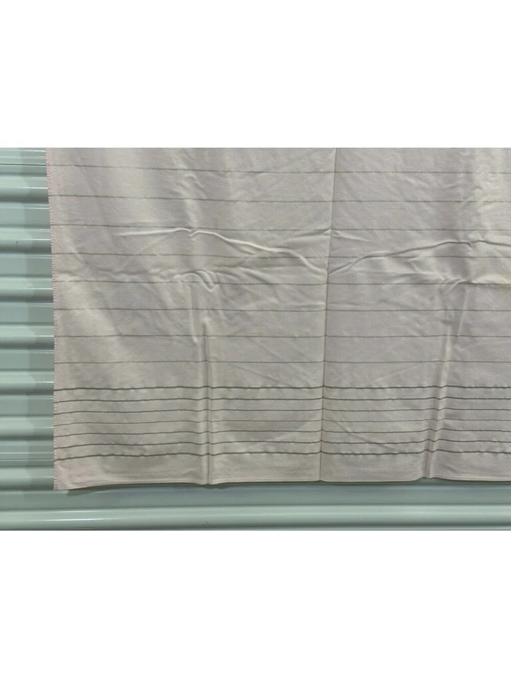 Pink Silver Striped Vintage Tablecloth Topper 7 Napkins